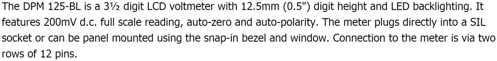 מדי תצוגה פנל מטר דיגיטליים LASCAR PANEL METRE DPM 125-BL